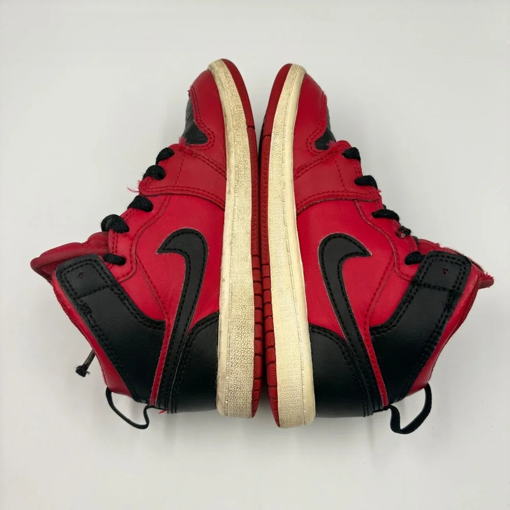 Nike Air Jordan 1 Mid‎ Bred Kids Red Black Sneakers 640734-660